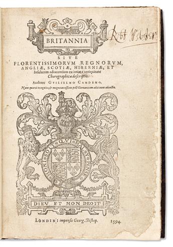 Camden, William (1551-1623) Britannia, sive Florentissimorum Regnorum, Angliae, Scotiae, Hiberniae, et Insularum Adiacentium.